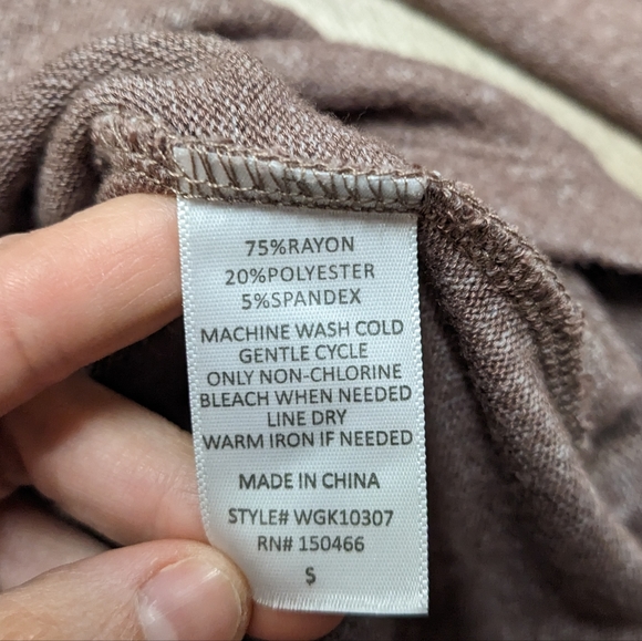 Market and Spruce Black and Brown Color block Long Sleeve Blouse Faux Wrap - Picture 6 of 6